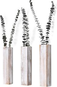 Wooden Wall Planter Set of 3 - Modern Home Decor for Living Room, Bedroom, Bathroom - Vintage Finish Planter for Dried Flowers, Faux Greenery