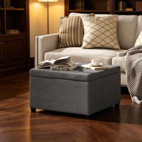 Gray round Storage  Bench Button Tufted with Flip Top for Living Room Entryway Bedroom Home Furniture Decor