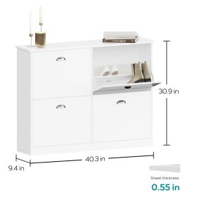 Shoe Cabinet,Hidden Slim Narrow Shoe Rack Cabinet with 4 Drawers for Entryway, Foyer,Hallway,Bedroom,Original Wood Color, (WHITE)