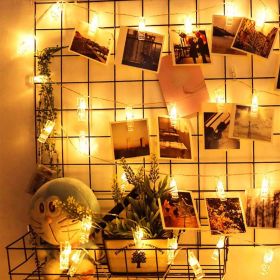 LED Photo Clip Copper String Lights Starry Fairy Warm White Lights Battery Powered for Hang Pictures Cards Bedroom Wall Decorations Christmas Pat