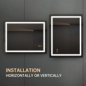 36'*28' LED Lighted Bathroom Wall Mounted Mirror with High Lumen+Anti-Fog Separately Control+Dimmer Function