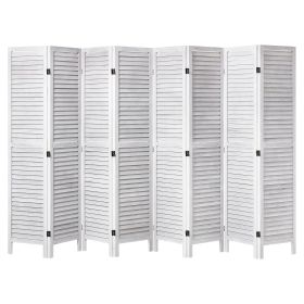 Wood Room Divider, 8 Panel Wood Folding Privacy Screen, 66.9 Inches Tall Indoor Louvered Wooden Partition, Portable Decoration Screen