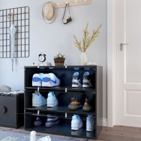Black Glass Door Shoe Box Shoe Storage Cabinet With RGB Led Light