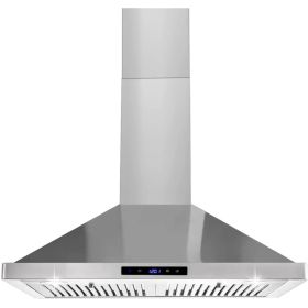 30/36 Inch Range Hood 700CFM Wall Mount Stainless Steel Touch Control 3-speed Stove Vent (Option: Silver)