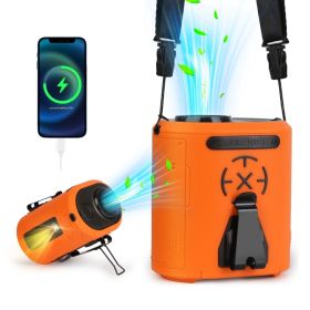 1Pc 5 In 1 Portable Waist Clip Fan With 5 Speeds Flashlight 1WmAh Battery Operated Personal Wearable Turbo Belt Fan Hands-Free Neck Fan For Campi (Option: Orange)