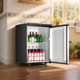 Beer Kegerator With CO2 Tank Triple-Tap Beer Dispenser 162L Refrigerator (Option: Silver)