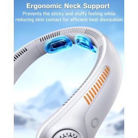 Portable Neck Fan - Rechargeable Personal Fan With Neck Support, 5-Speed Quiet Lightweight Long Lasting Neck Fan, Battery Operated Full Surround (Option: 1800mahwhite)
