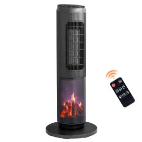 25Inch Tower Space Heater, Portable Electric Space Heater With Remote Control, 12H Timer, Thermostat, 60 Degrees Oscillation, Overheating & Tip-O (Option: Black)