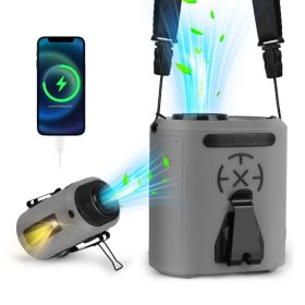 1Pc 5 In 1 Portable Waist Clip Fan With 5 Speeds Flashlight 1WmAh Battery Operated Personal Wearable Turbo Belt Fan Hands-Free Neck Fan For Campi (Option: Grey)
