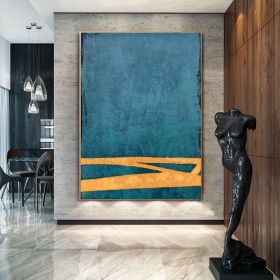 Large Abstract Handmade Oil Painting On Canvas Original Blue and Orange Canvas Wall Art Modern Minimalist Wall Art For Living Room Bedroom Decor (Style: 01, size: 70x100cm)