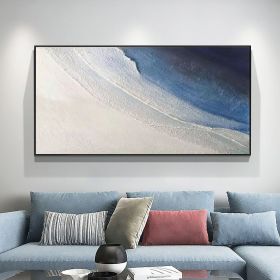 Hand Painted Original Texture Blue Seascape Oil Painting On Canvas Large Modern Abstract Beach Painting Landscape Acrylic Wall Art Bedroom Home D (Style: 01, size: 80x160cm)