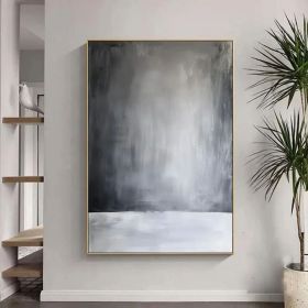 Black White Abstract Painting on canvas Minimalist Handmade Oli Painting Modern Art Wabi Sabi Wall art Bedroom Wall Decor Painting (Style: 01, size: 60x90cm)