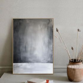 Black White Abstract Painting on canvas Minimalist Handmade Oli Painting Modern Art Wabi Sabi Wall art Bedroom Wall Decor Painting (Style: 01, size: 70x100cm)