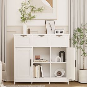 Storage Cabinets,Wooden Floor Cabinet,with Drawers and Shelves Storage Cabinets,Accent Cabinet for Living Room,Bedroom,Bathroom Furniture Home De (Color: White)