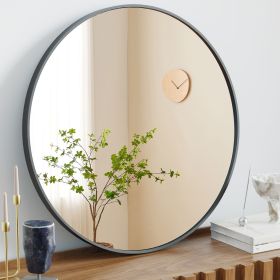Black Round Wall Mirror 20-30 Inch, Bathroom Mirrors for Over Sink, Circle Mirror for Bathroom, Entryway, Bedroom, Vanity (size: Black/20in)