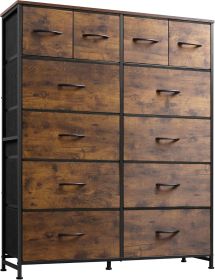 Tall Dresser for Bedroom with 12 Drawers, Dressers & Chests of Drawers, Fabric Dresser for Closet, Living Room, Storage Dressers with Storage Dra (Color: brown)