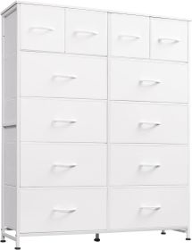 Tall Dresser for Bedroom with 12 Drawers, Dressers & Chests of Drawers, Fabric Dresser for Closet, Living Room, Storage Dressers with Storage Dra (Color: White)