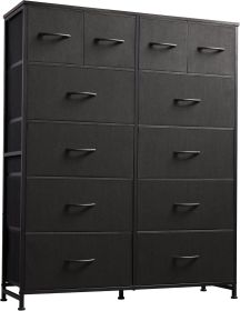 Tall Dresser for Bedroom with 12 Drawers, Dressers & Chests of Drawers, Fabric Dresser for Closet, Living Room, Storage Dressers with Storage Dra (Color: Black)