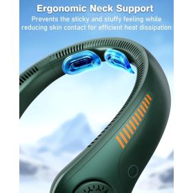 Portable Neck Fan - Rechargeable Personal Fan With Neck Support, 5-Speed Quiet Lightweight Long Lasting Neck Fan, Battery Operated Full Surround (Option: 600mahgreen)