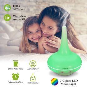 Ultrasonic Cool Mist Humidifier 200ml Aroma Essential Oil Diffuser With Colorful Lights Waterless Auto Off For Office Home Yoga Spa (Option: White)