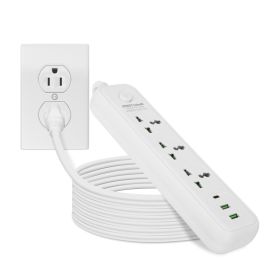 1Pc Power Strip With 6FT Extension Cord 3 AC Outlets And 2 USB A Ports 1 USB C Port 2500W Wall Mount Outlet Extender For Home Office Dorm Travel (Option: 6Port-White)