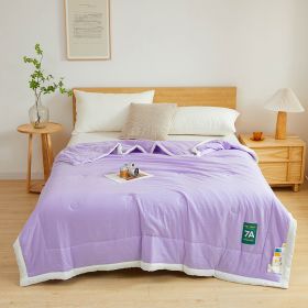 Antibacterial Raw Cotton Washable Summer Cool Quilt (Option: Taro Purple-120 X150cm Random Pattern)